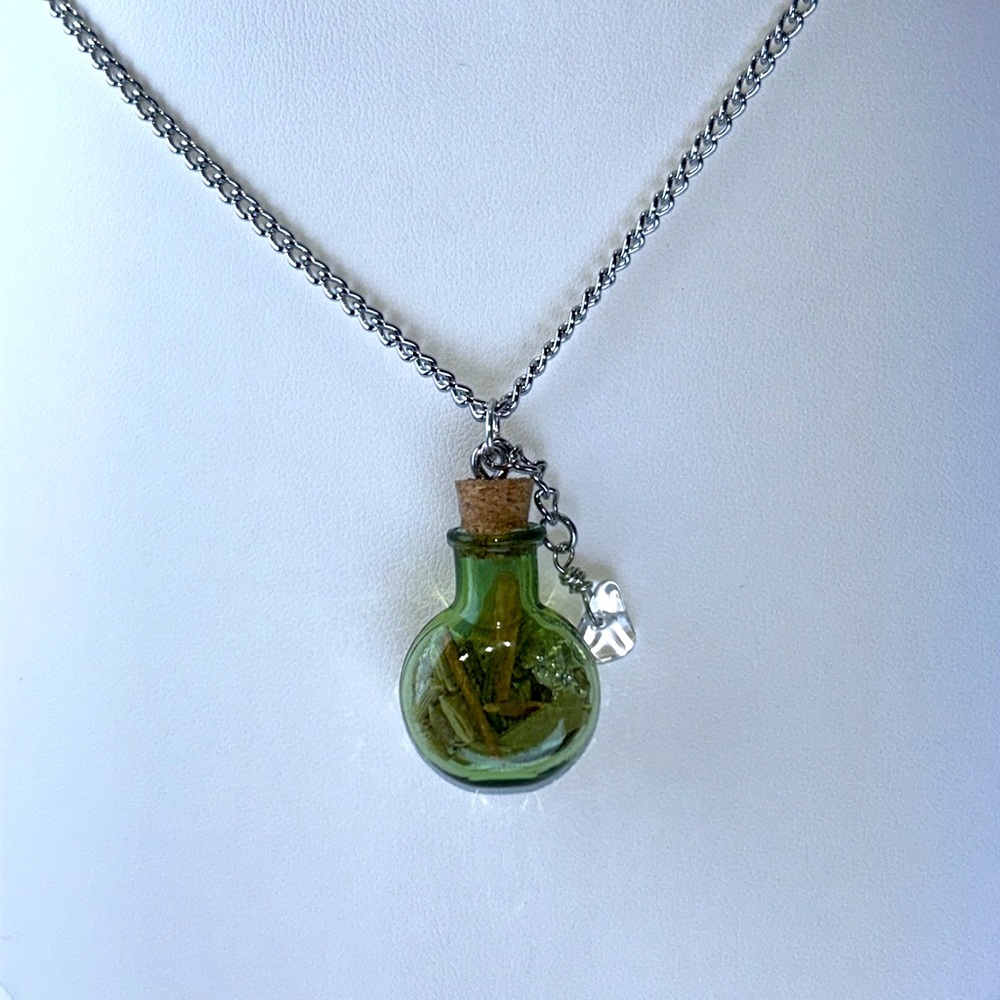 Handmade Glass Spell Bottle Money Success Abundance Boho Wicca Celtic Tribal